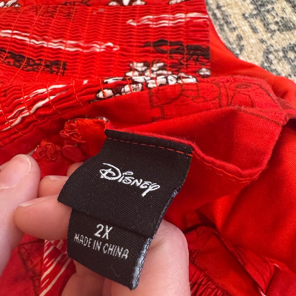 Disney Lilo & Stitch Red Hawaiian Print Sundress |Fit & Flare| Adjustable Straps - Picture 2 of 4